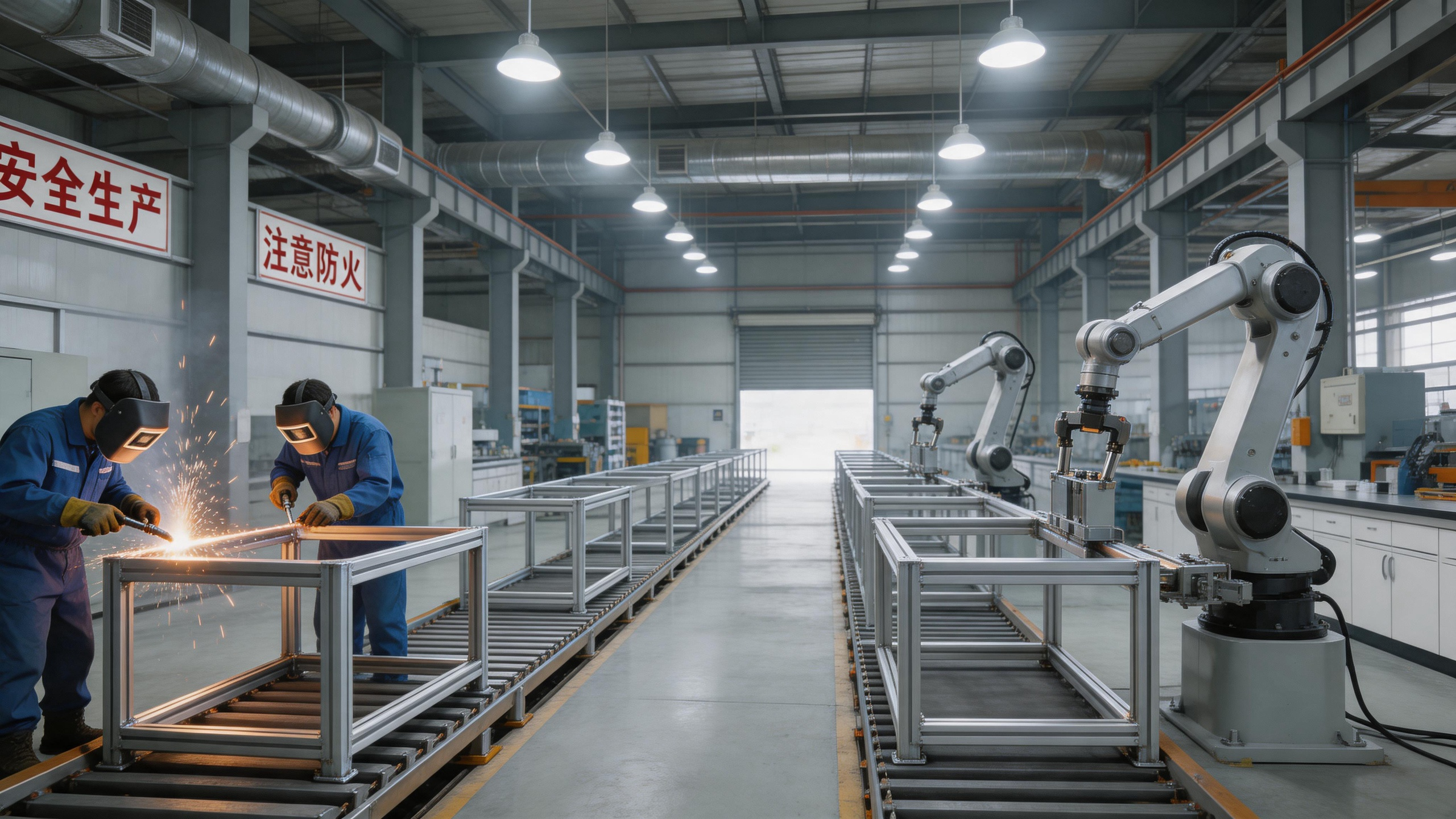 Laboratory furniture production floor