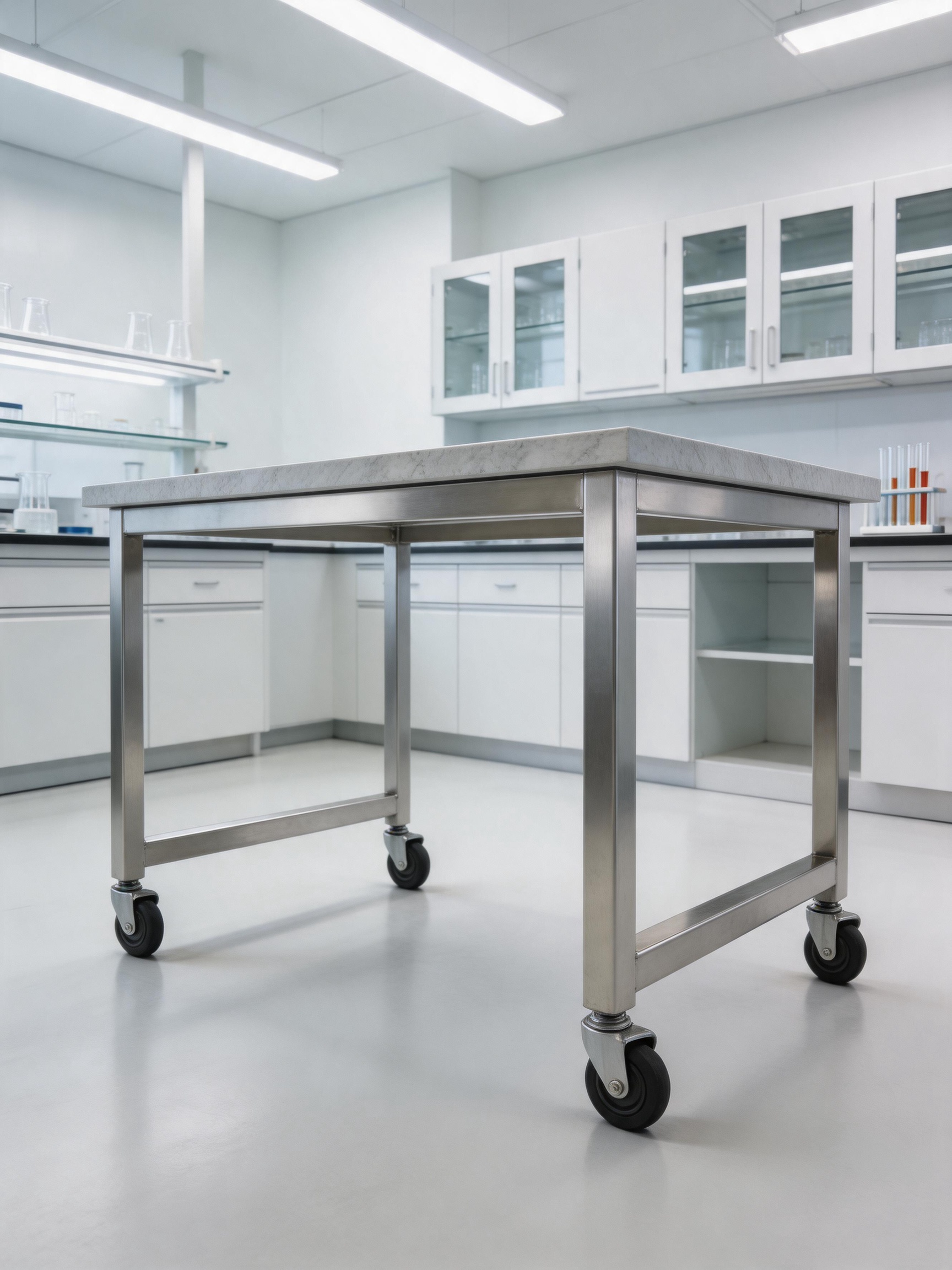 Reference laboratory bench arrangement for island and wall layout comparison
