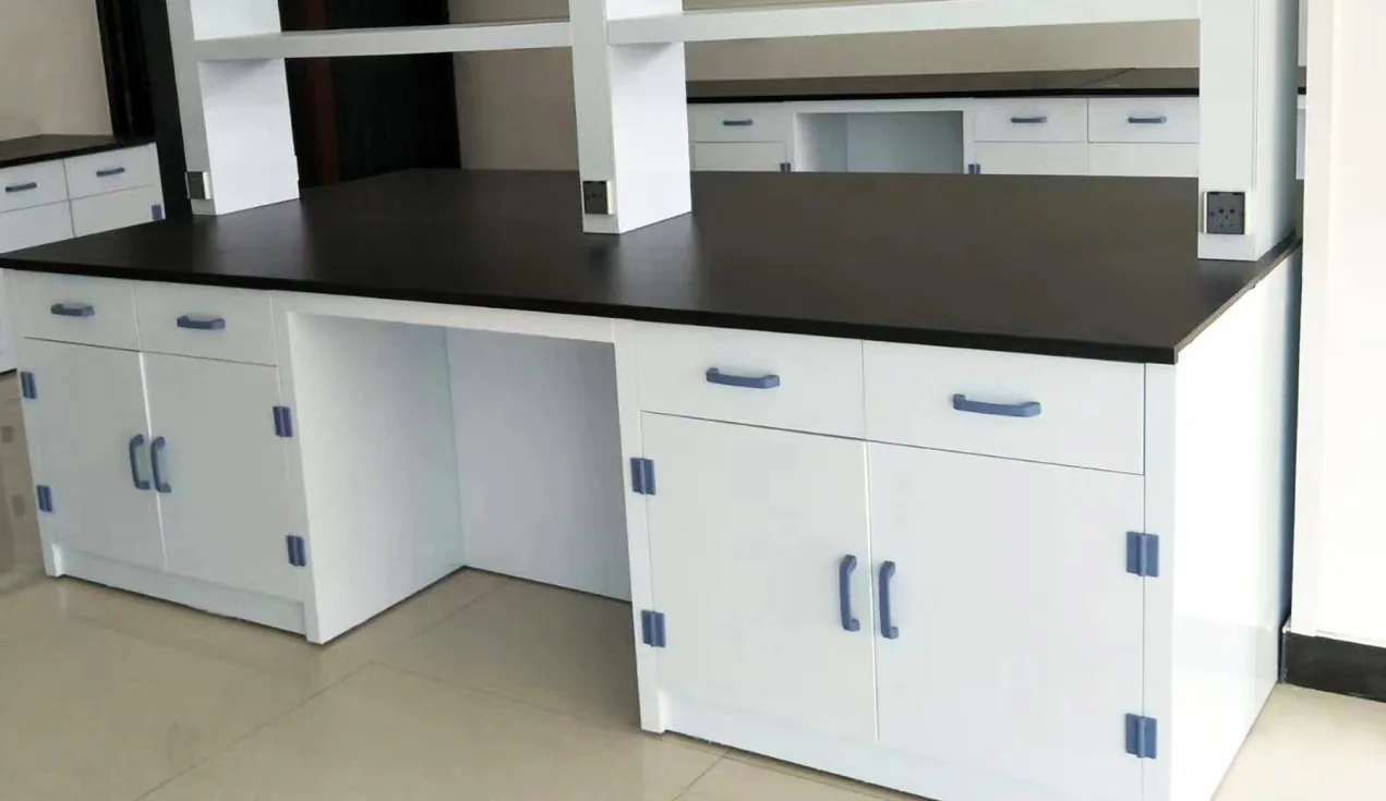 PP island laboratory bench with sink and storage