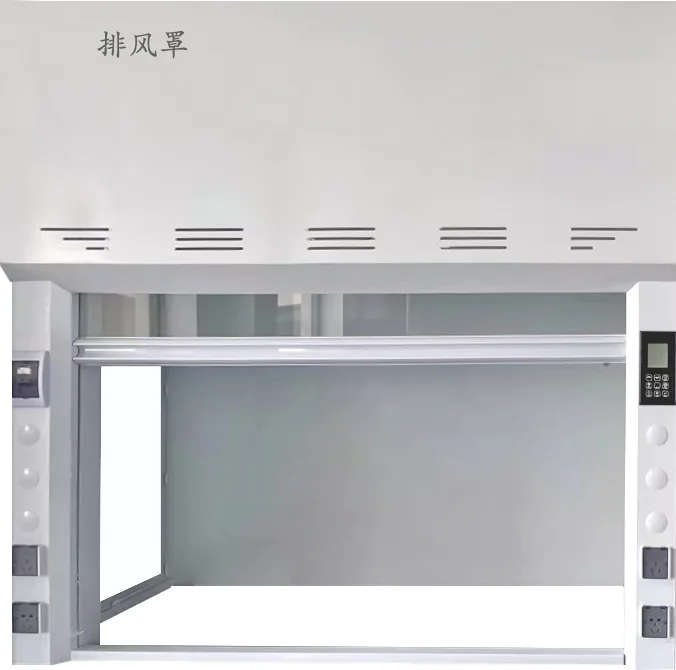 Steel bench-top laboratory exhaust hood with sash and service panel