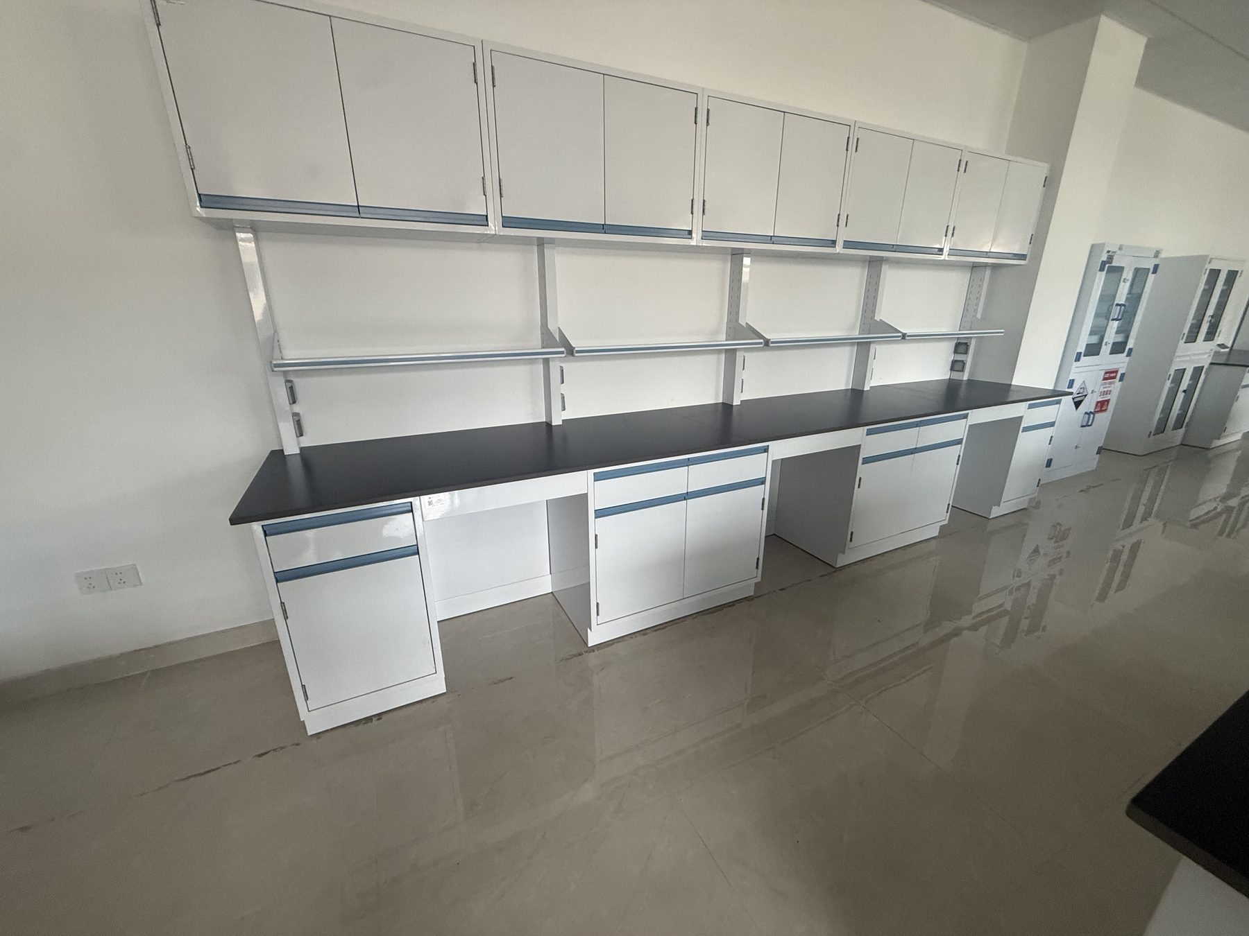 Completed analytical laboratory wall furniture