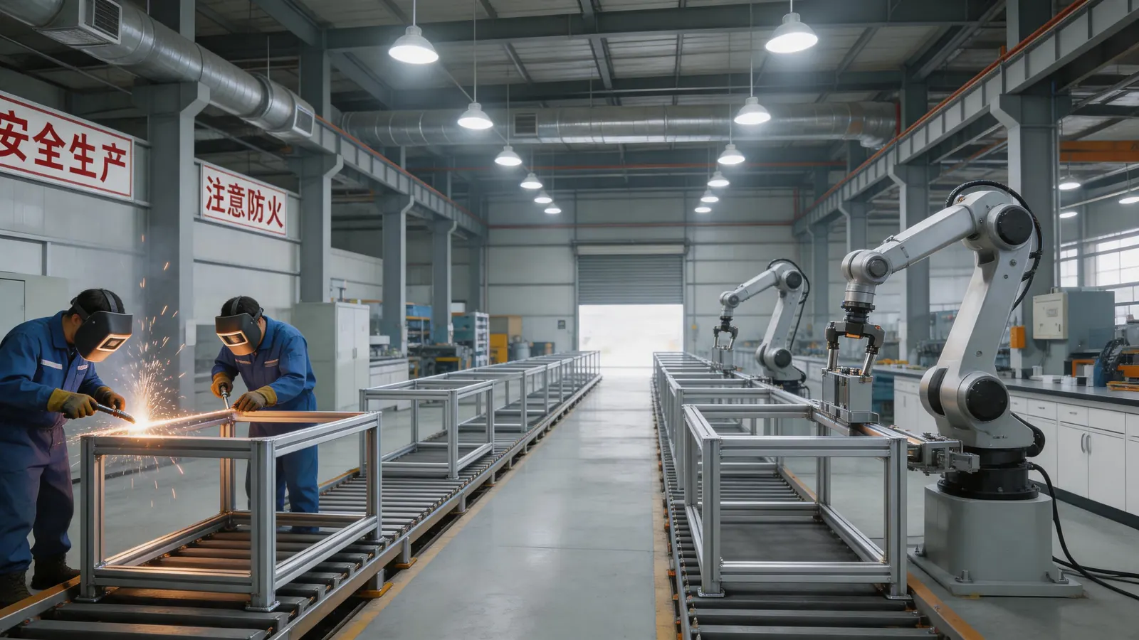 Laboratory furniture production floor