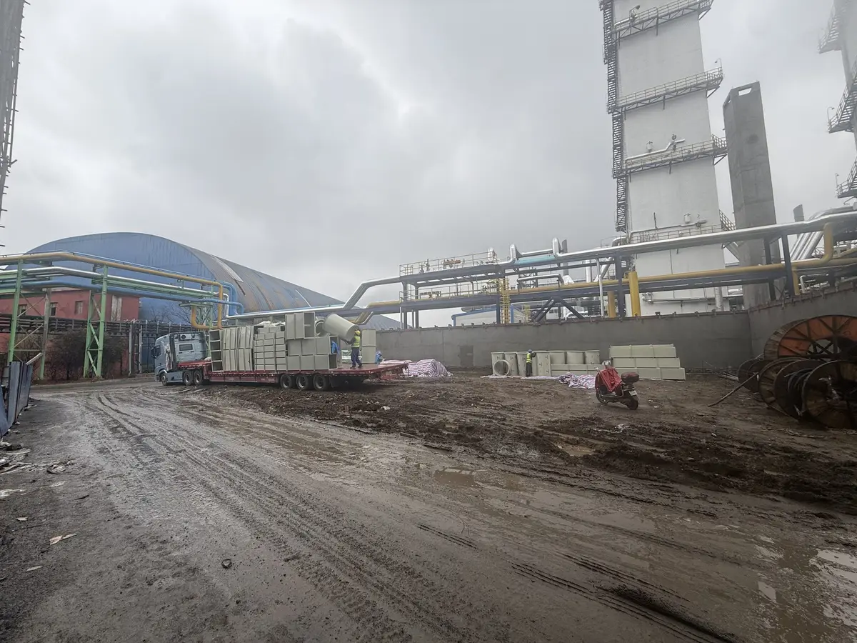Industrial exhaust treatment system delivery area