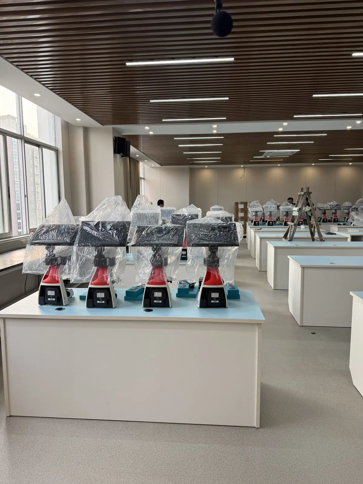 Instrument benches in a university teaching laboratory
